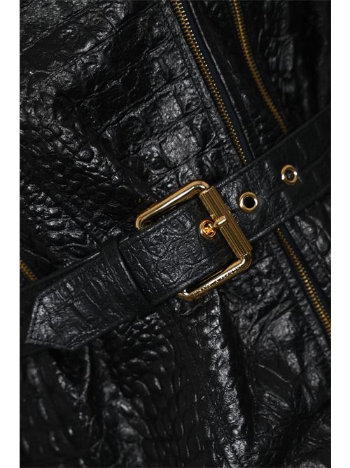 Giacca biker in pelle con stampa cocco Elisabetta Franchi | GD54Z58E2110